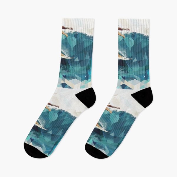 Item preview, Surfer catching wave geometric patterns backdrop Active Outdoors Inspired Art designed and sold by CDC40.