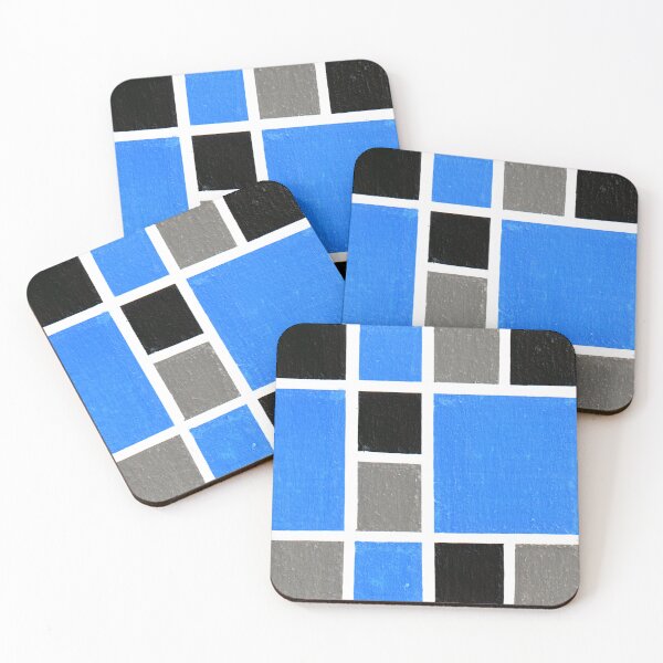 Item preview, Blue Gray Black Geometric Abstract Acrylic Painting designed and sold by abstractartalex.