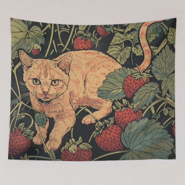 Item preview, Strawberry Cream Cat Block Print designed and sold by wyntera.