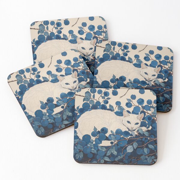 Item preview, Cat in the Blueberry Bush Block Print designed and sold by wyntera.