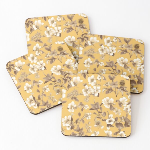 Item preview, White Floral Pattern With Yellow Flower Wallpaper designed and sold by MrKATORSKI.