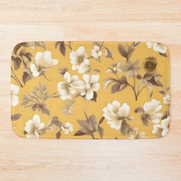Item preview, White Floral Pattern With Yellow Flower Wallpaper designed and sold by MrKATORSKI.