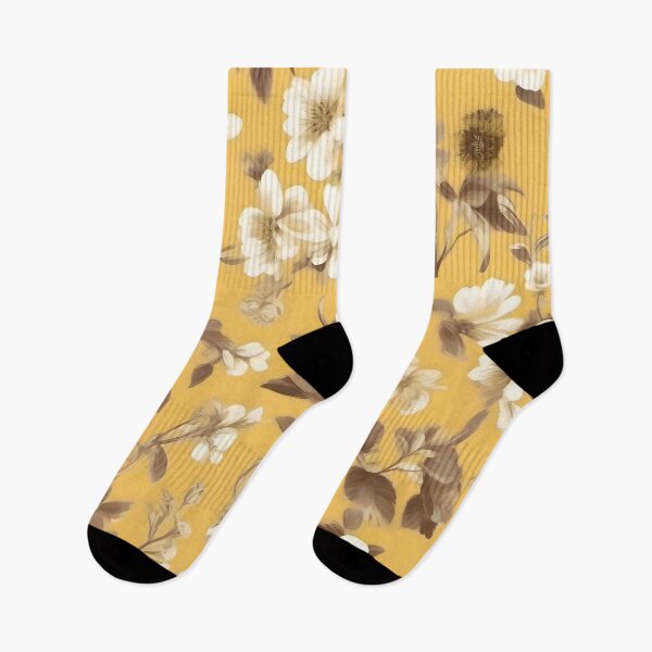 Item preview, White Floral Pattern With Yellow Flower Wallpaper designed and sold by MrKATORSKI.