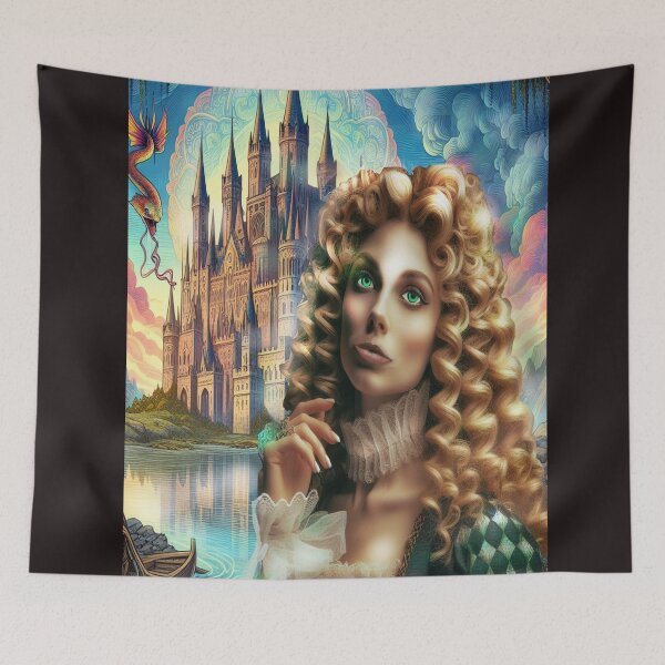 Item preview,  Mélusine, fairy and snake, in front of one of the castles she built in one night designed and sold by Valérie Ozanon.
