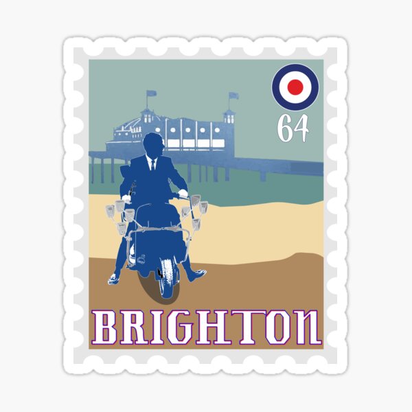 Item preview, Brighton Pier '64 MODS Scooter Jimmy Stamp designed and sold by Surfer Dave Designs.