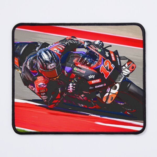 Item preview, Maverick Viñales going flat through a corner on his 2024 MotoGP motorcycle abstract designed and sold by Rodissimus1984.