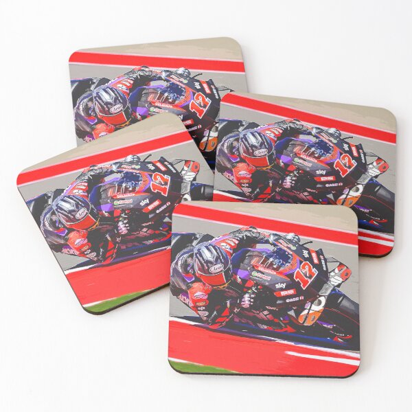 Item preview, Maverick Viñales going flat through a corner on his 2024 MotoGP motorcycle watercolor designed and sold by Rodissimus1984.