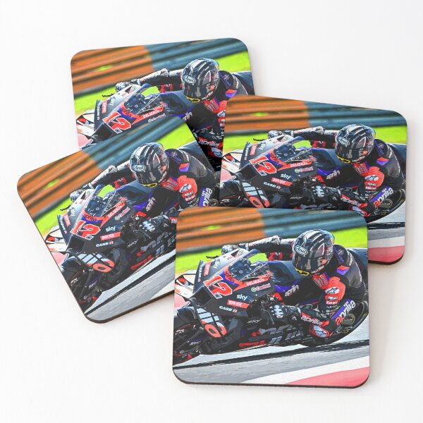 Item preview, Maverick Vinales racing in the corners on his 2024 MotoGP motorcycle abstract designed and sold by Rodissimus1984.