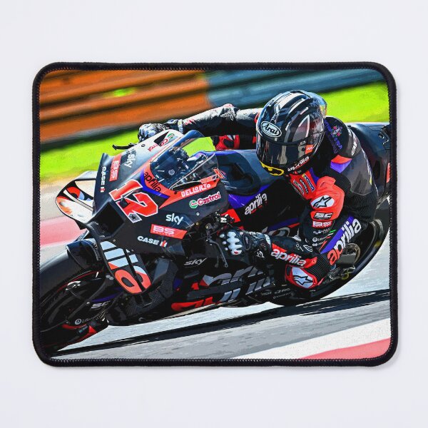 Item preview, Maverick Vinales racing in the corners on his 2024 MotoGP motorcycle abstract designed and sold by Rodissimus1984.