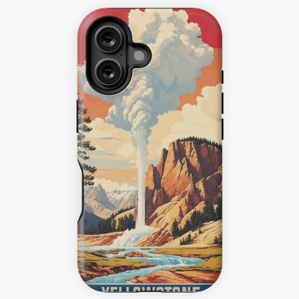 Vista previa del artículo con la obra «Parque Nacional Yellowstone EE.UU. Vintage Viajes Turismo», diseñado y vendido por TravelersGems.