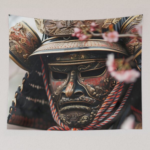 Item preview, Tradition's Strength: Close-up of a Samurai Warrior in Full Gear designed and sold by Mullet Monkey.