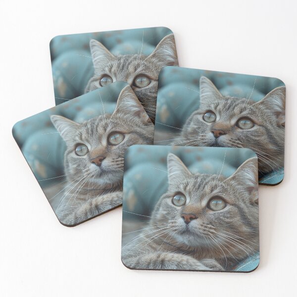 Item preview, Charming Grey Parlour Cat with Cyan Accents - Contemporary and Trendy designed and sold by Shirtastically.