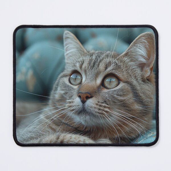 Item preview, Charming Grey Parlour Cat with Cyan Accents - Contemporary and Trendy designed and sold by Shirtastically.