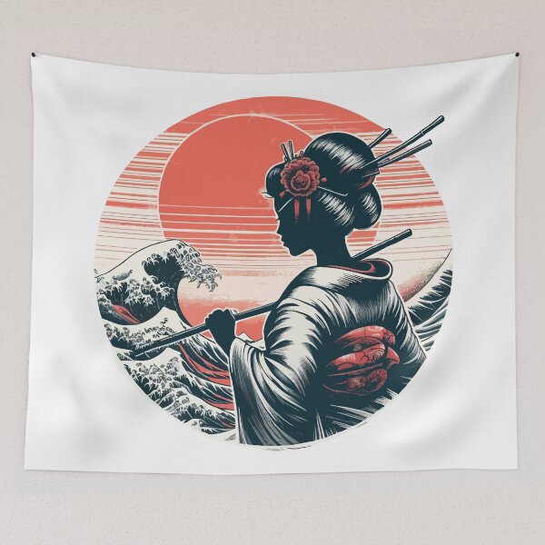 Item preview, Elegance Amidst the Waves: A Japanese-Inspired Art Piece designed and sold by Designowner.