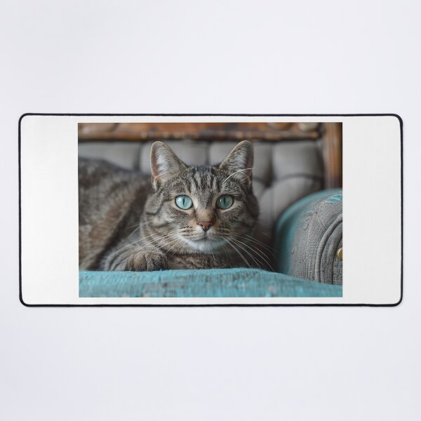 Item preview, Relaxing Grey Parlour Cat with Cyan Accents - Adorable and Trendy designed and sold by Shirtastically.