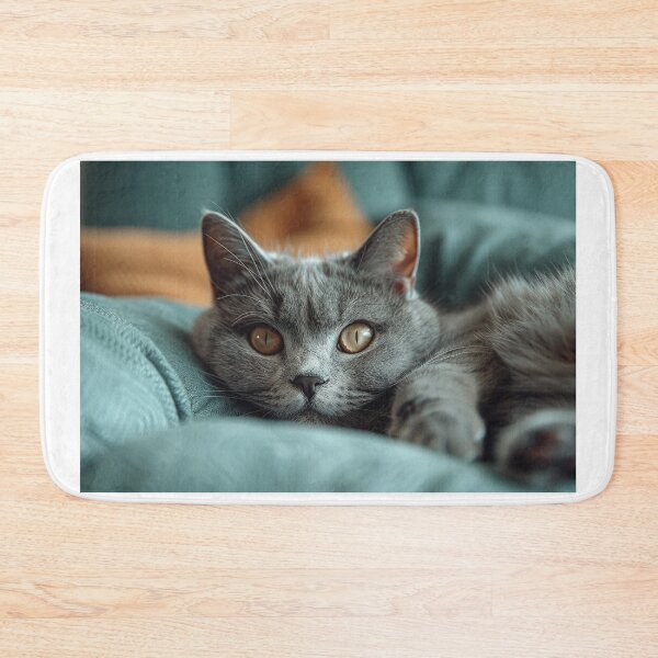 Item preview, Grey Parlour with Trendy Cyan Accents and Relaxed Feline - A Contemporary Scene designed and sold by Shirtastically.