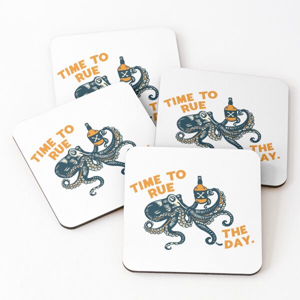 Item preview, Time To Rue The Day! Funny Tattoo Octopus Drinking & Fighting Gift Shirt designed and sold by The Whiskey Ginger Design Shop.