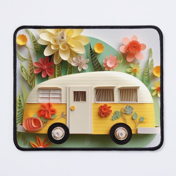 Item preview, Happy Hillside Hideaway Paper Quilled Travel Trailer Folk Art designed and sold by AmandaArcane.