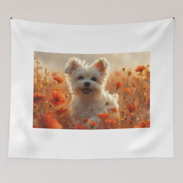 Item preview, Playful Pup Amidst Pastel Flowers: A Charming Scene designed and sold by Shirtastically.