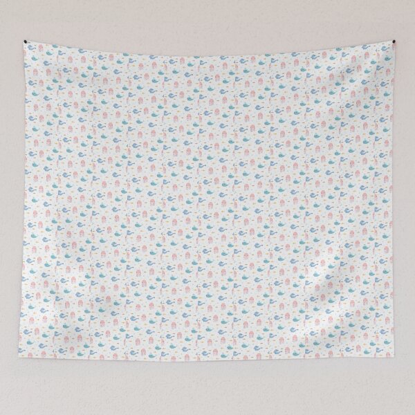 Item preview, "Marine Magic: Pattern with Jellyfish, Dolphin, and Whale" designed and sold by hjian8219.
