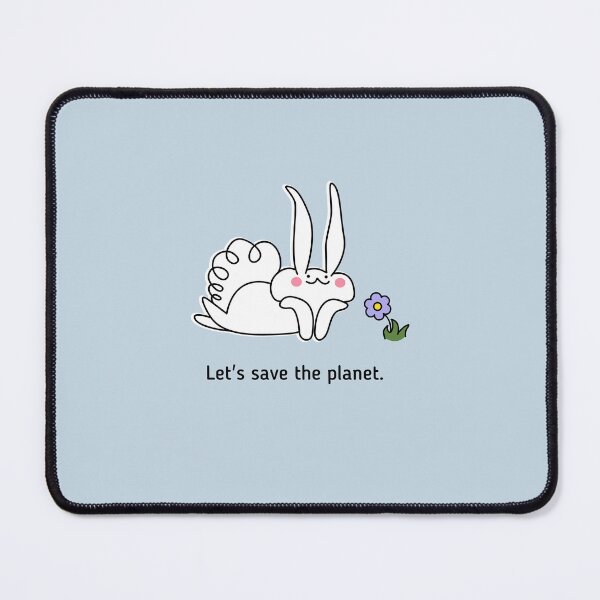 Item preview, Let's save the planet | Illustration of Rabbit | Pastel Blue Background designed and sold by RM-Journey.