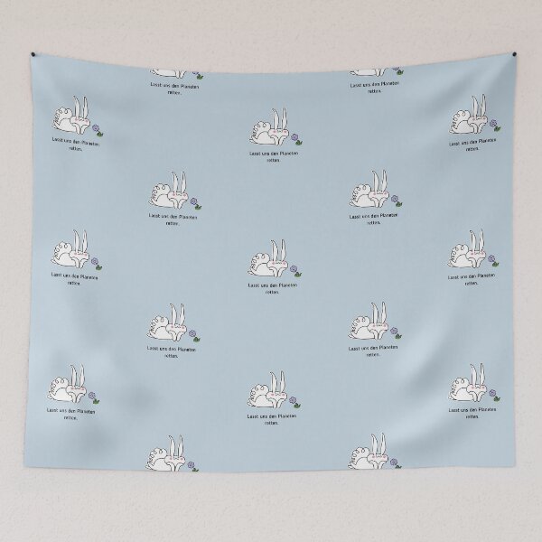 Item preview, Lass uns den Planeten retten | Illustration of Rabbit | Pastel Blue Background designed and sold by RM-Journey.
