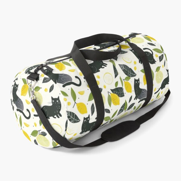 Item preview, Black cat and lemon Pattern,  cat pattern, Spring Pattern, Floral, lemon, yellow, green designed and sold by Nordic Ch.