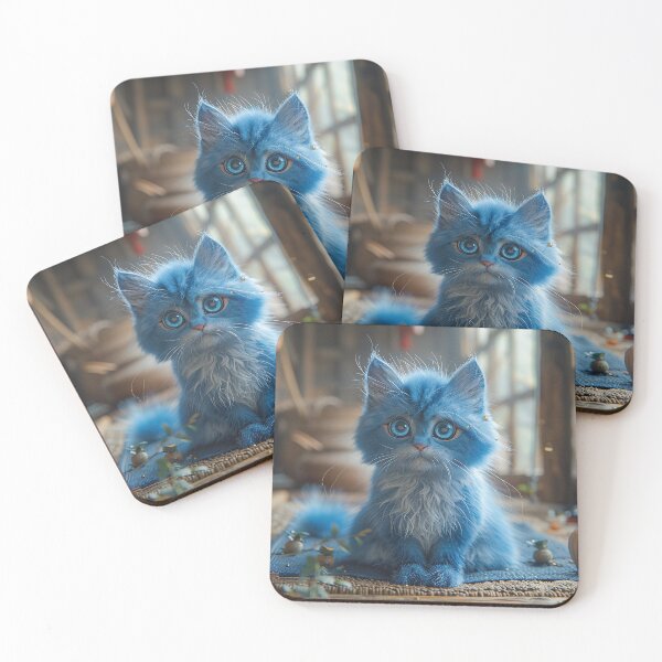 Item preview, Vibrant Indigo-Eyed Cat Amidst Cobalt Manga Decor designed and sold by Shirtastically.