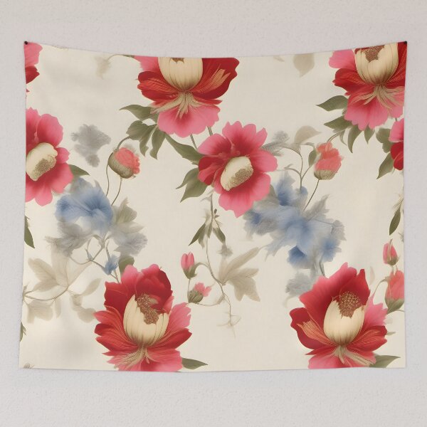 Item preview, Close-Up Floral Pattern with Red and Blue Flowers designed and sold by MrKATORSKI.