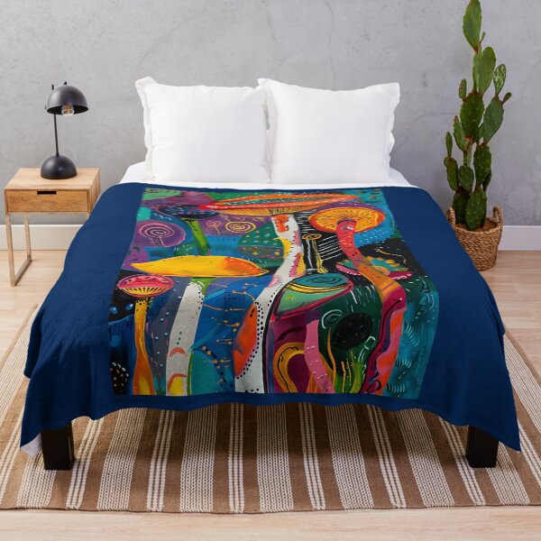 Item preview, Fantastical Fungal Fiesta - Vibrant Mushrooms and Playful Patterns Abstract Digital Art designed and sold by OlfactoART Studio.