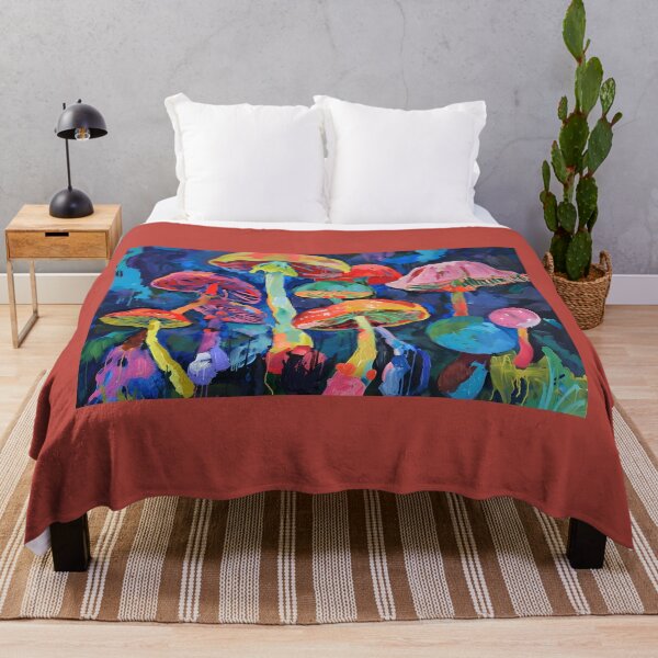 Item preview, Abstract Mushroom Symphony - Vibrant Fungal Ensemble Against Bold Background designed and sold by OlfactoART Studio.