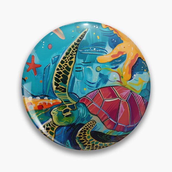 Item preview, Underwater Symphony - Dynamic Sea Turtle Amidst Vibrant Marine Life Abstract Digital Art designed and sold by OlfactoART Studio.