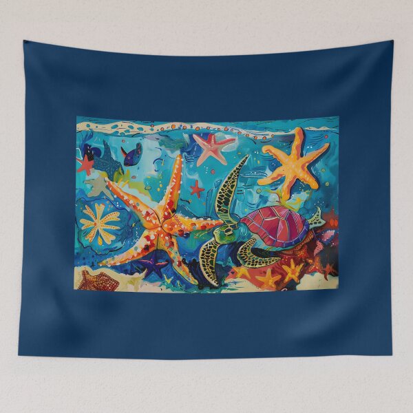 Item preview, Underwater Symphony - Dynamic Sea Turtle Amidst Vibrant Marine Life Abstract Digital Art designed and sold by OlfactoART Studio.
