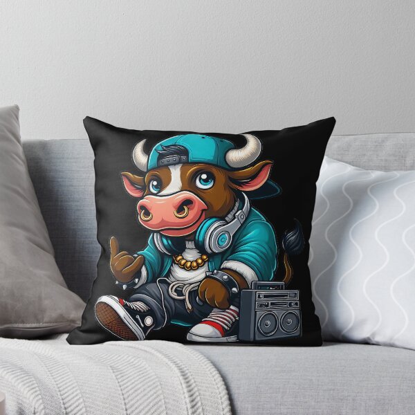 Item preview, Cool cute urban cow listening to music designed and sold by ArtandSmile.