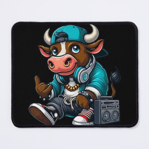 Item preview, Cool cute urban cow listening to music designed and sold by ArtandSmile.