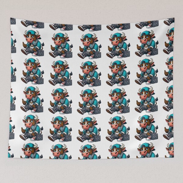 Item preview, Cool cute urban cow listening to music designed and sold by ArtandSmile.
