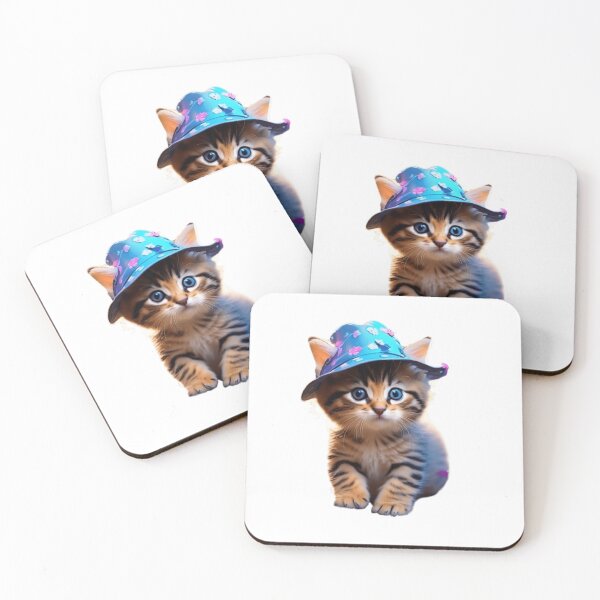 Item preview, Kitten with colorful fisherman hat designed and sold by Magic3D.