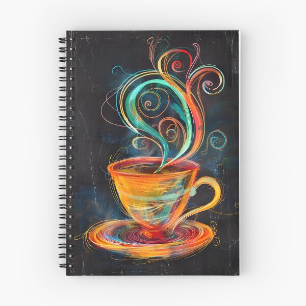 Item preview, Radiant Brew- Vibrant Swirls of Color Rise from Steaming Coffee Cup Expressive Brushstrokes designed and sold by OlfactoART Studio.