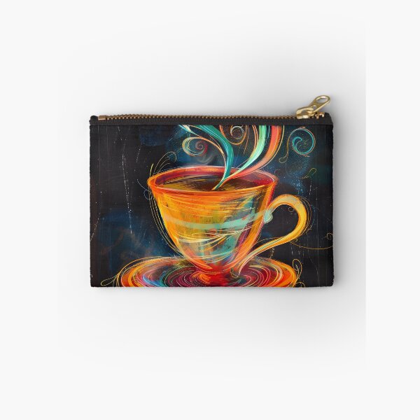Item preview, Radiant Brew- Vibrant Swirls of Color Rise from Steaming Coffee Cup Expressive Brushstrokes designed and sold by OlfactoART Studio.