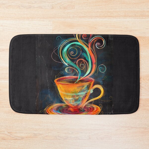 Item preview, Radiant Brew- Vibrant Swirls of Color Rise from Steaming Coffee Cup Expressive Brushstrokes designed and sold by OlfactoART Studio.