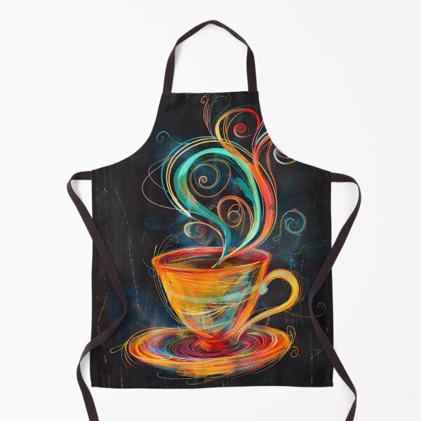 Item preview, Radiant Brew- Vibrant Swirls of Color Rise from Steaming Coffee Cup Expressive Brushstrokes designed and sold by OlfactoART Studio.
