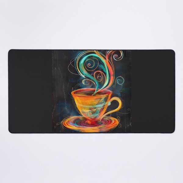 Item preview, Radiant Brew- Vibrant Swirls of Color Rise from Steaming Coffee Cup Expressive Brushstrokes designed and sold by OlfactoART Studio.