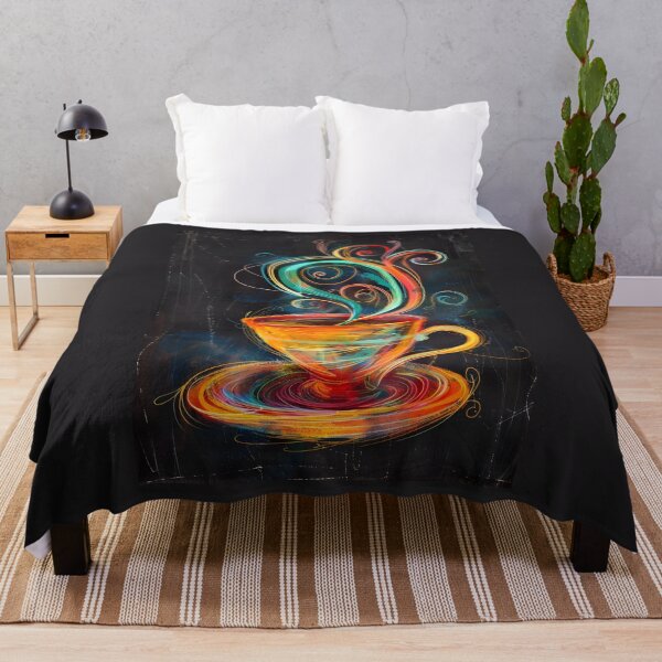 Item preview, Radiant Brew- Vibrant Swirls of Color Rise from Steaming Coffee Cup Expressive Brushstrokes designed and sold by OlfactoART Studio.