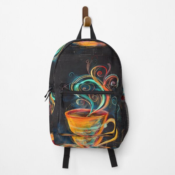 Item preview, Radiant Brew- Vibrant Swirls of Color Rise from Steaming Coffee Cup Expressive Brushstrokes designed and sold by OlfactoART Studio.