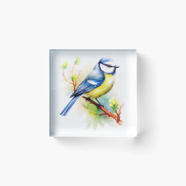 Item preview, Watercolor Eurasian Blue Tit Bird designed and sold by TheAnimalZ00.