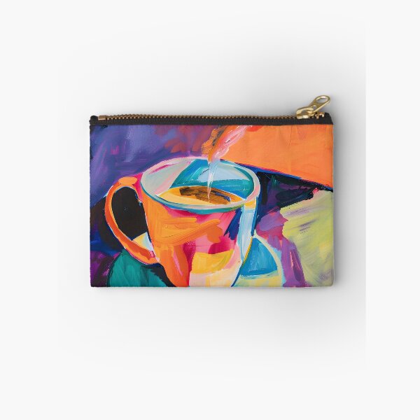 Item preview, Lively Coffee Scene- Vibrant Cup in Abstract Expressionism with Gentle Rising Steam designed and sold by OlfactoART Studio.