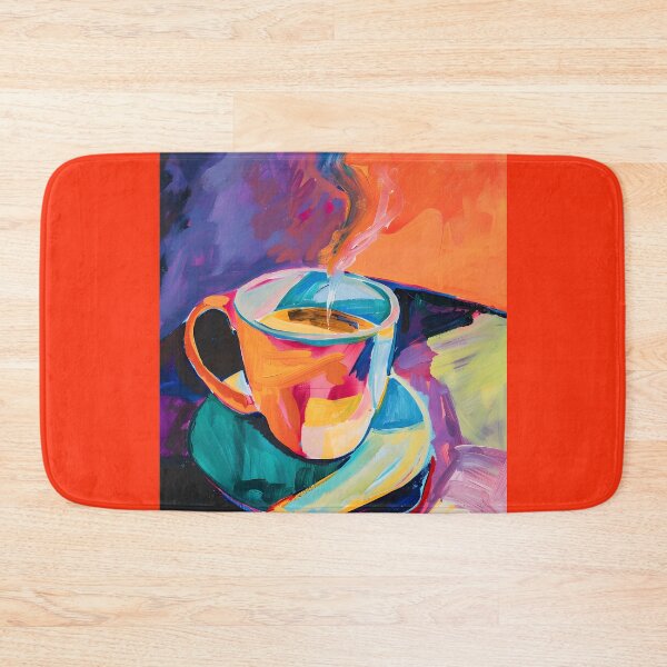 Item preview, Lively Coffee Scene- Vibrant Cup in Abstract Expressionism with Gentle Rising Steam designed and sold by OlfactoART Studio.