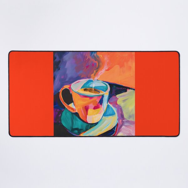 Item preview, Lively Coffee Scene- Vibrant Cup in Abstract Expressionism with Gentle Rising Steam designed and sold by OlfactoART Studio.