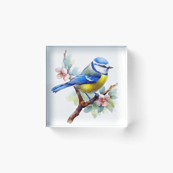 Item preview, Watercolor Eurasian Blue Tit Bird designed and sold by TheAnimalZ00.