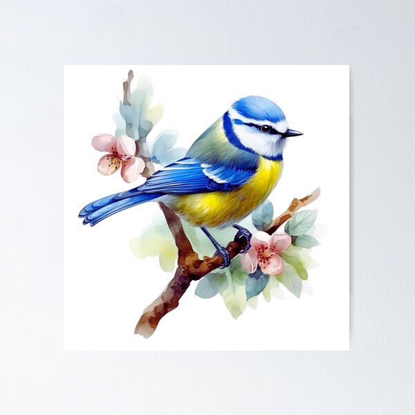 Item preview, Watercolor Eurasian Blue Tit Bird designed and sold by TheAnimalZ00.